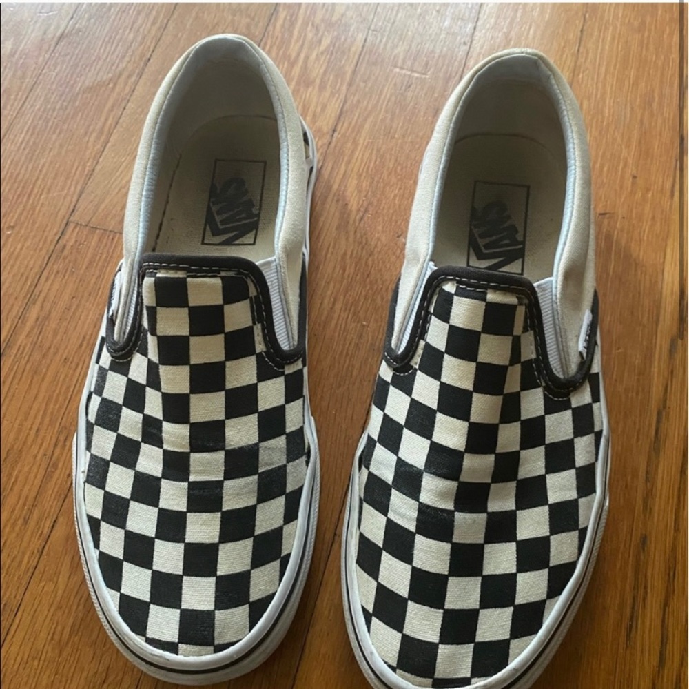 Black & White Checkered Slip On Vans
